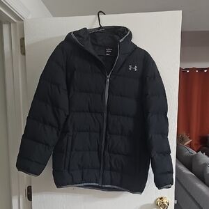 Kids Youth Xl Under Armour Charcoal Hooded Puffy Coat